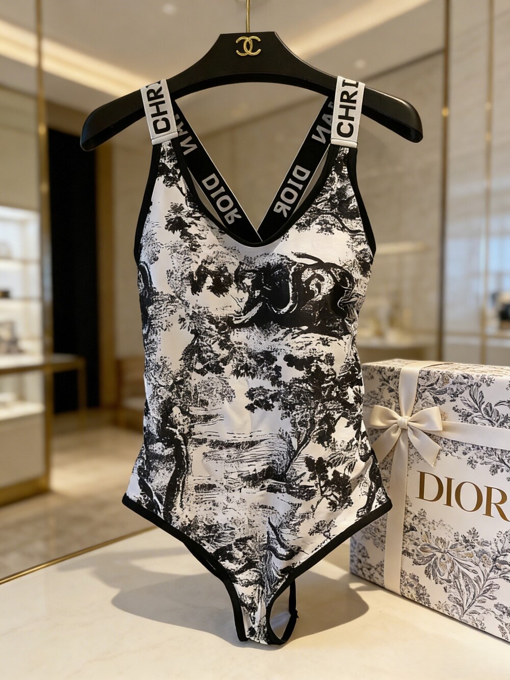 Dior Black Toile de Jouy Swimsuit